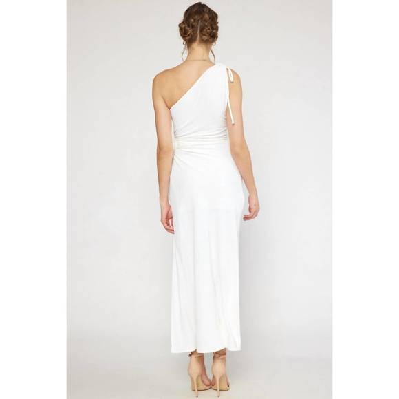 NEW ENTRO single shoulder maxi dress in off white - Picture 4 of 6